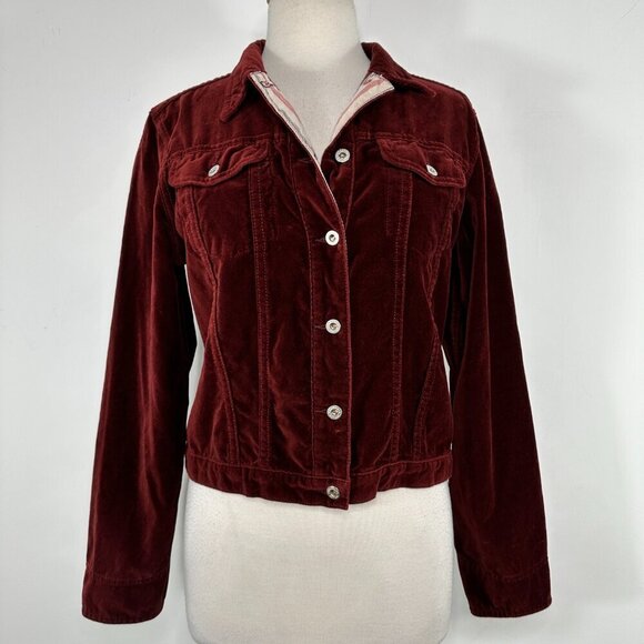 Sundance Jackets & Blazers - Sundance Wren Burgundy Velvet Velour Button Up Jacket Women's Size M